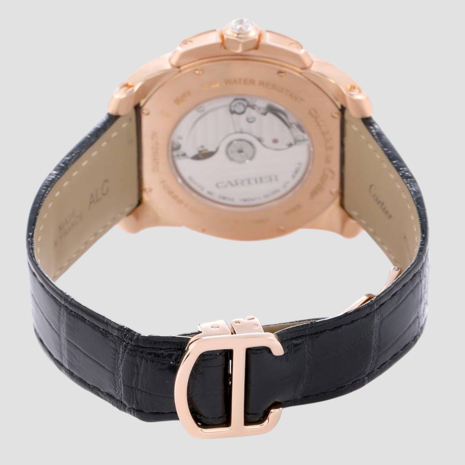 Calibre 42 Silver Dial Rose Gold Diamond Mens Watch