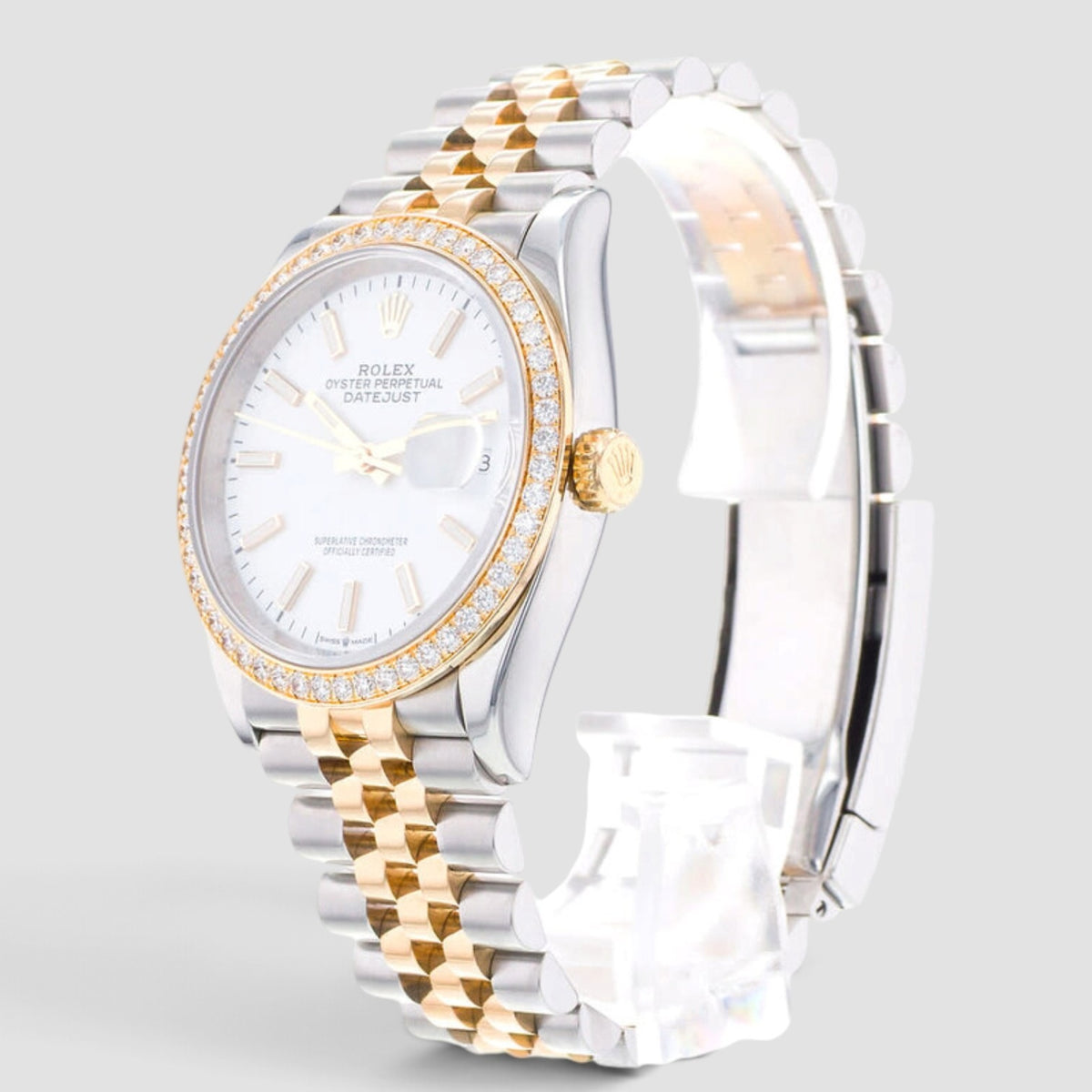Datejust 36 White Dial Diamond Bezel Jubilee