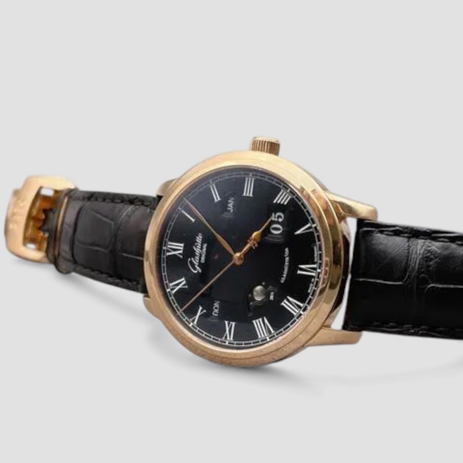 Senator Rose Gold Black Dial 42mm
