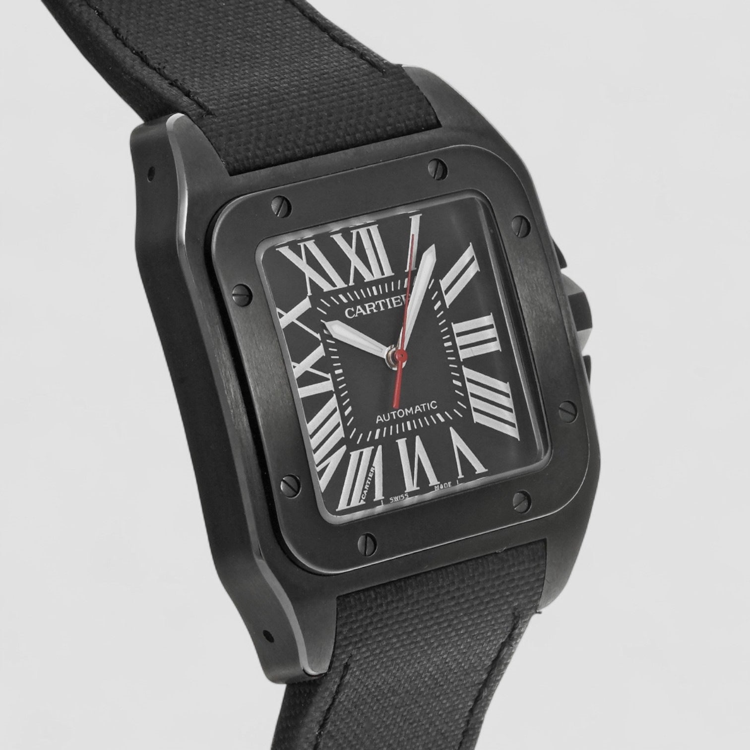 Santos 100 Carbon ADLC coated Steel Mens Watch