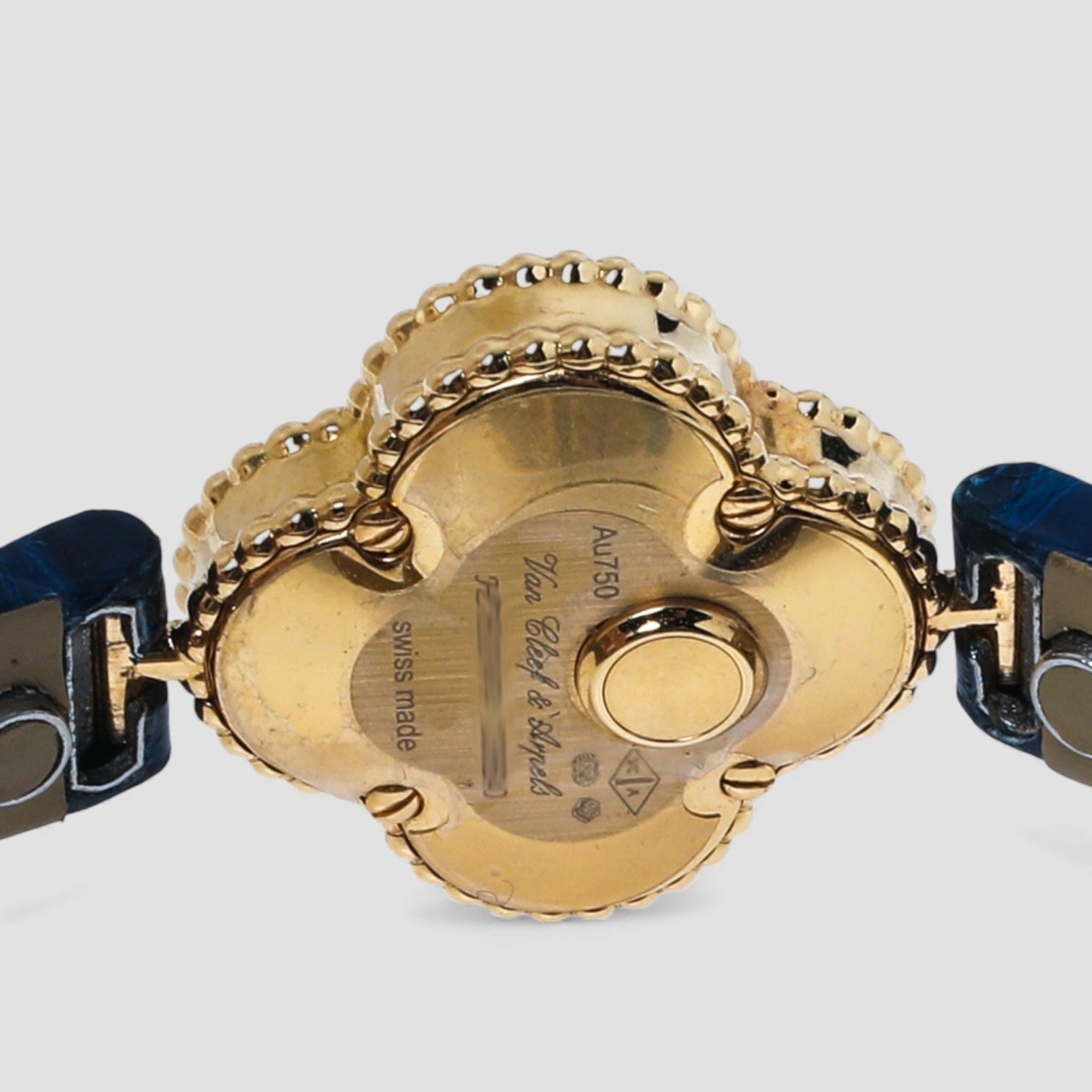 18K Yellow Gold Alligator Leather Alhambra Ladies Watch