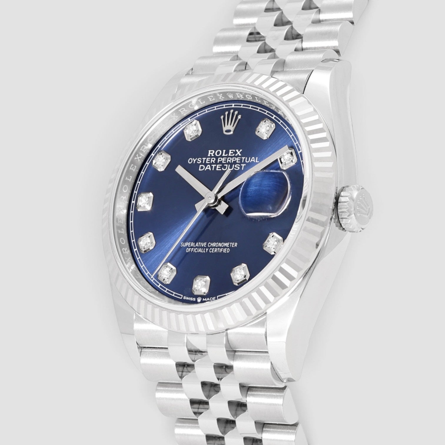 Datejust 36mm Oystersteel & 18K White Gold Blue Diamond Dial