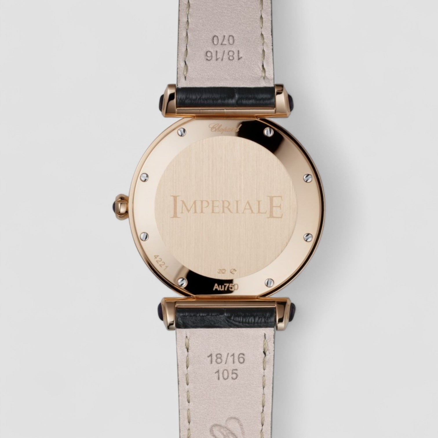 Imperiale Diamond Mother of Pearl Dial 18 kt Rose Gold Black Leather Ladies Watch