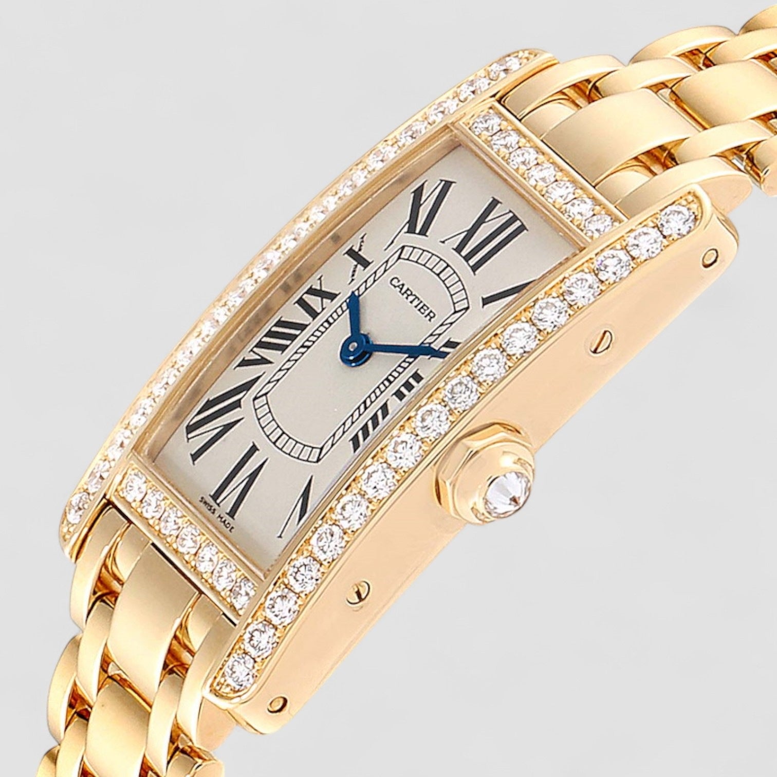 Tank Americaine Yellow Gold Diamond Ladies Watch