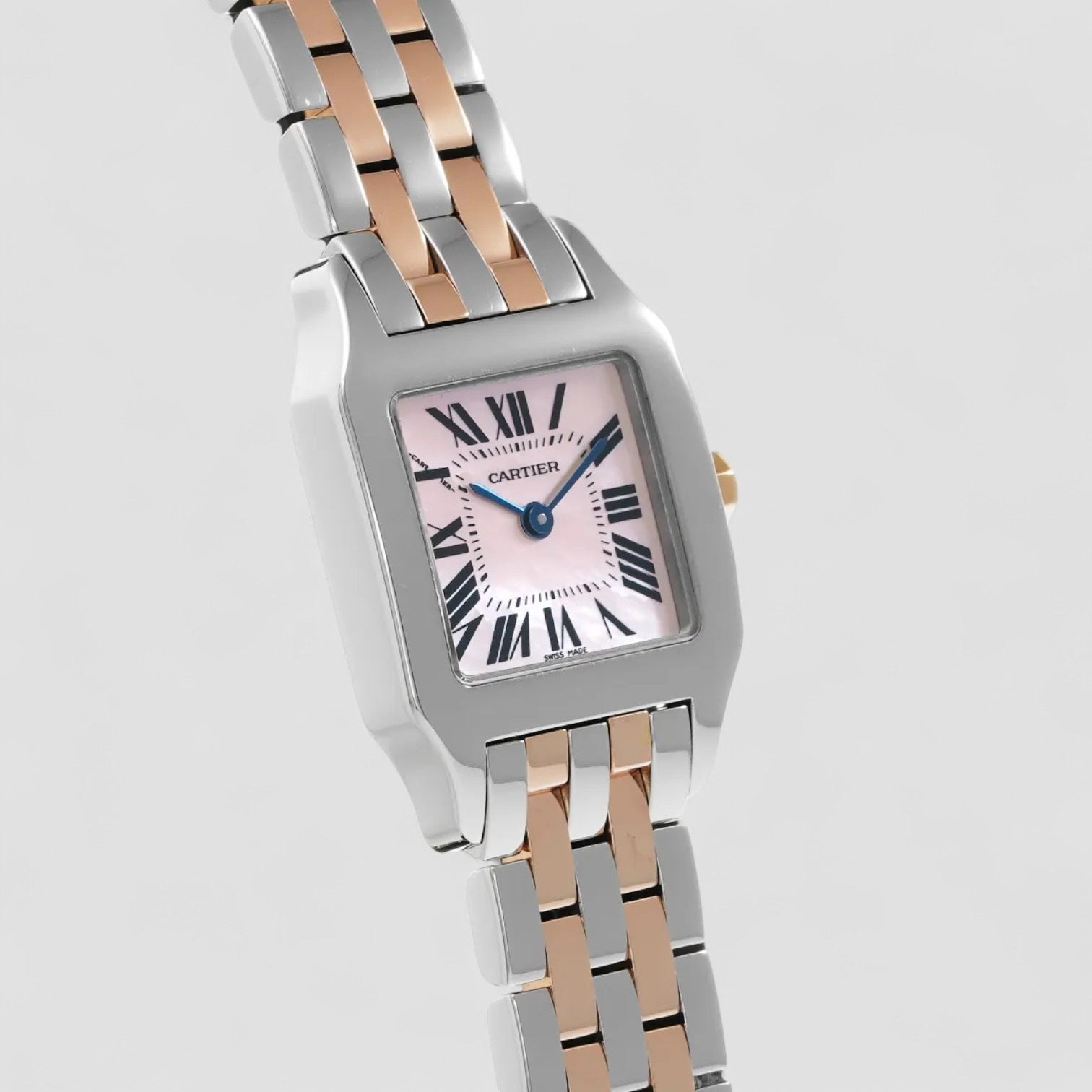 Santos Demoiselle Pink Mother of Pearl Dial Two Tone Steel Ladies Watch