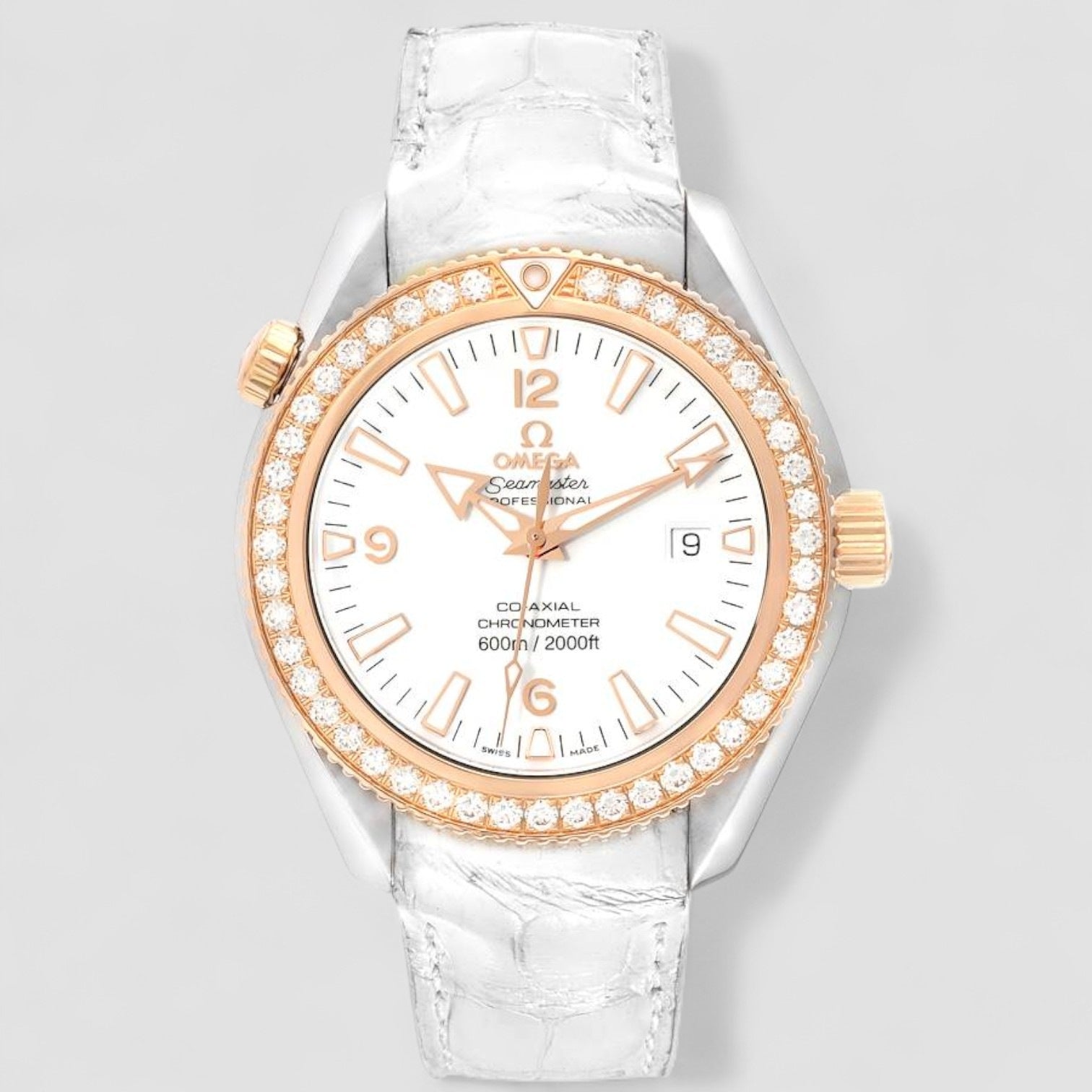 Seamaster Planet Ocean Rose Gold Diamond Mens Watch
