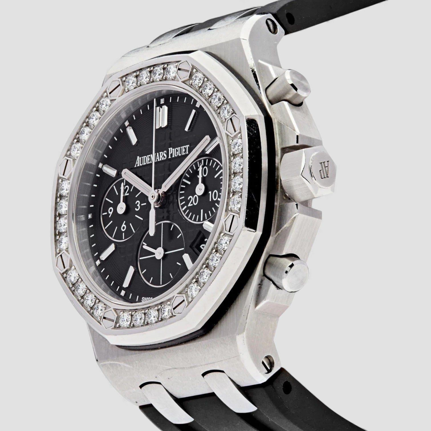 Royal Oak Offshore 'Lady' Stainless Steel Black Dial Diamond Bezel