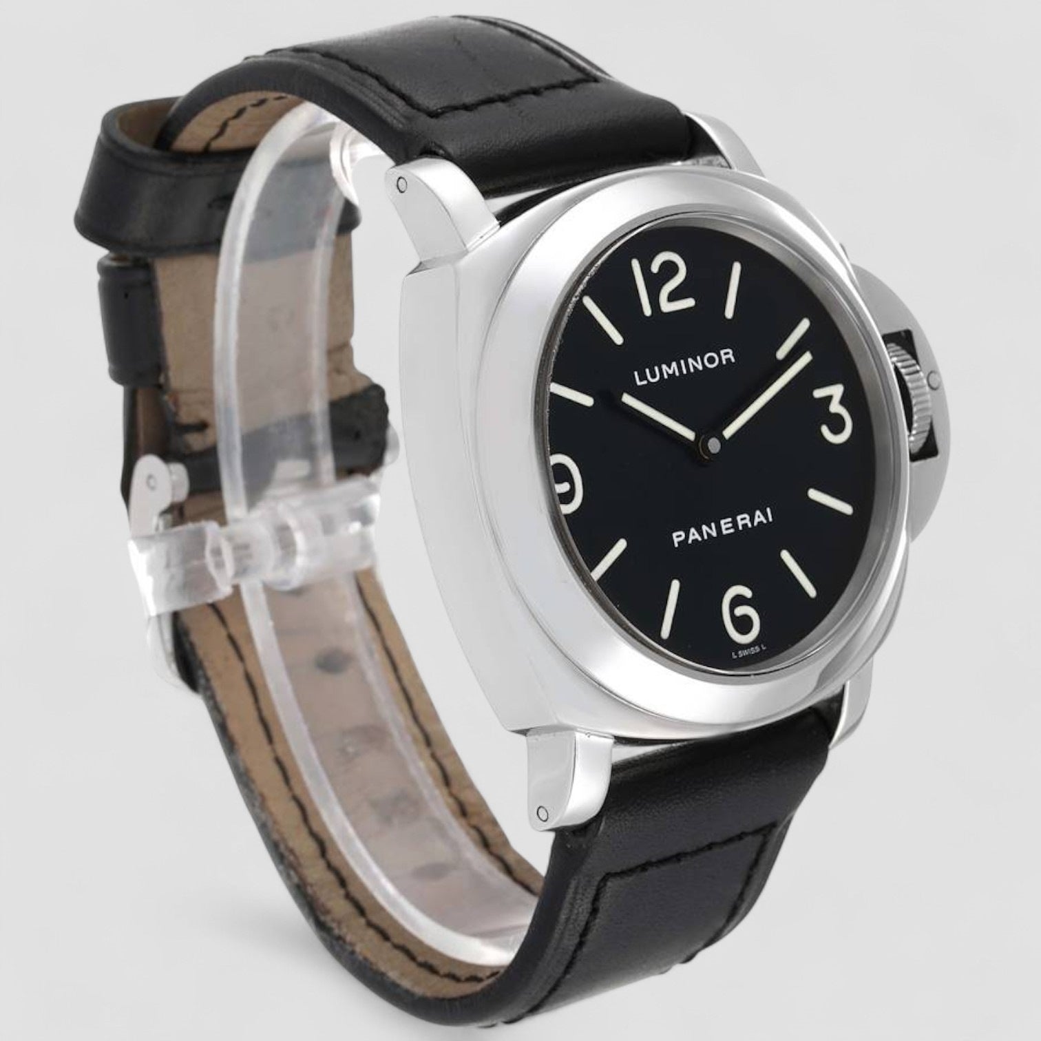Luminor Base 44mm Black Dial Steel Mens Watch