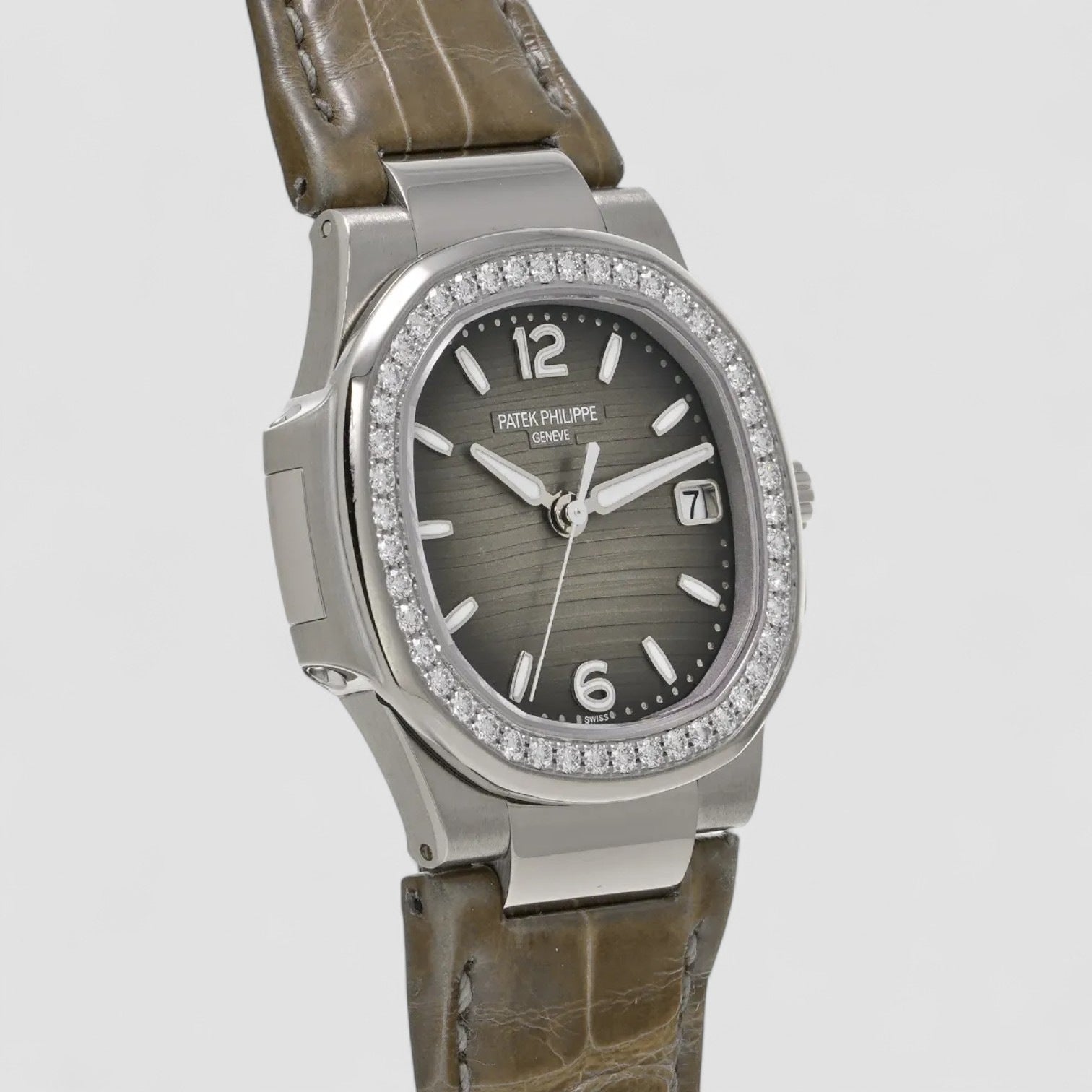 Nautilus Ladies White Gold Slate Dial 32mm