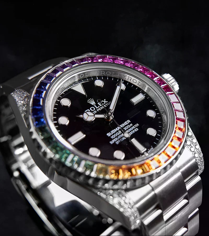 Submariner – 41mm – Black Dial – Custom Diamond-Set – Rainbow bezel - Iced Out