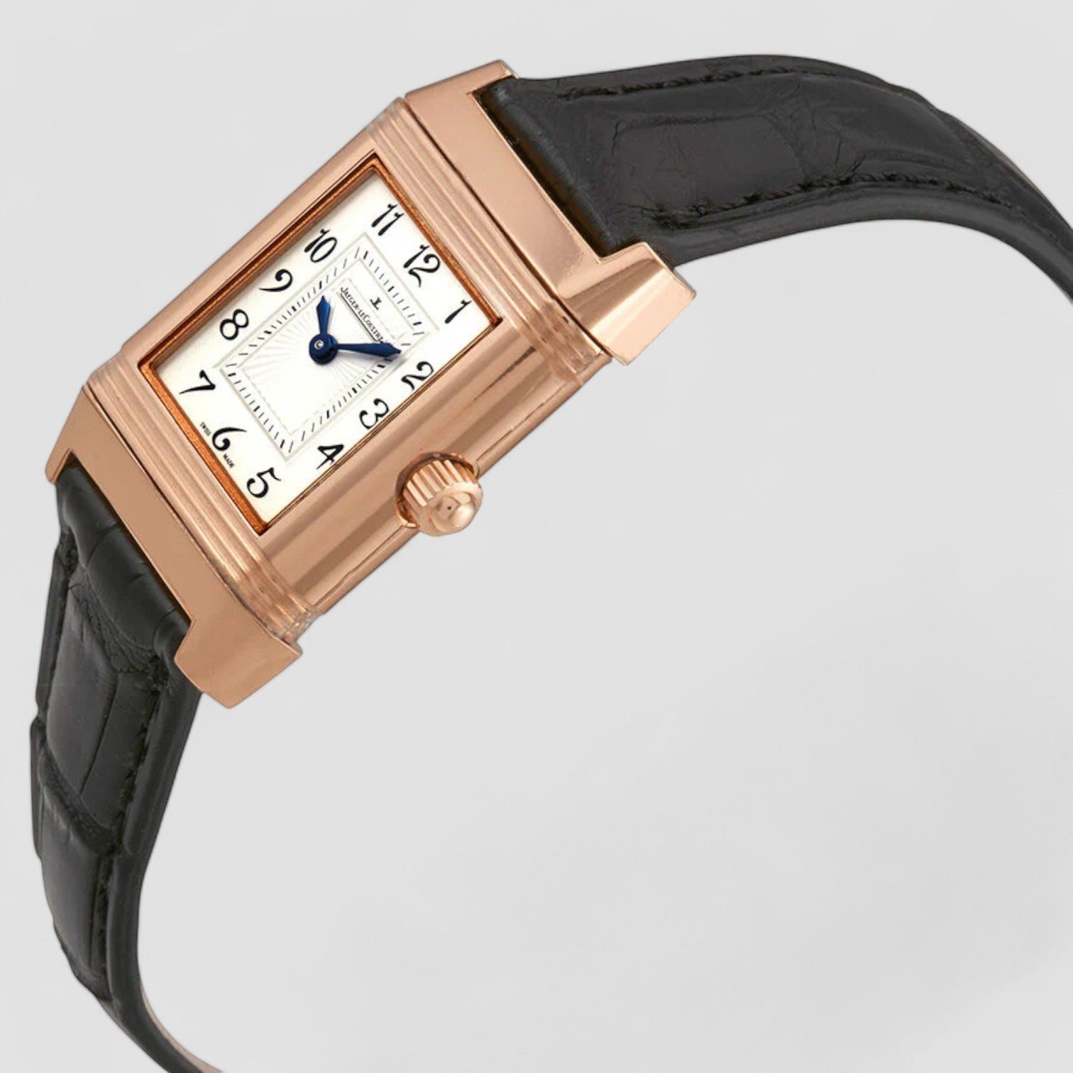 silver and black 18kt rose gold ladies watch