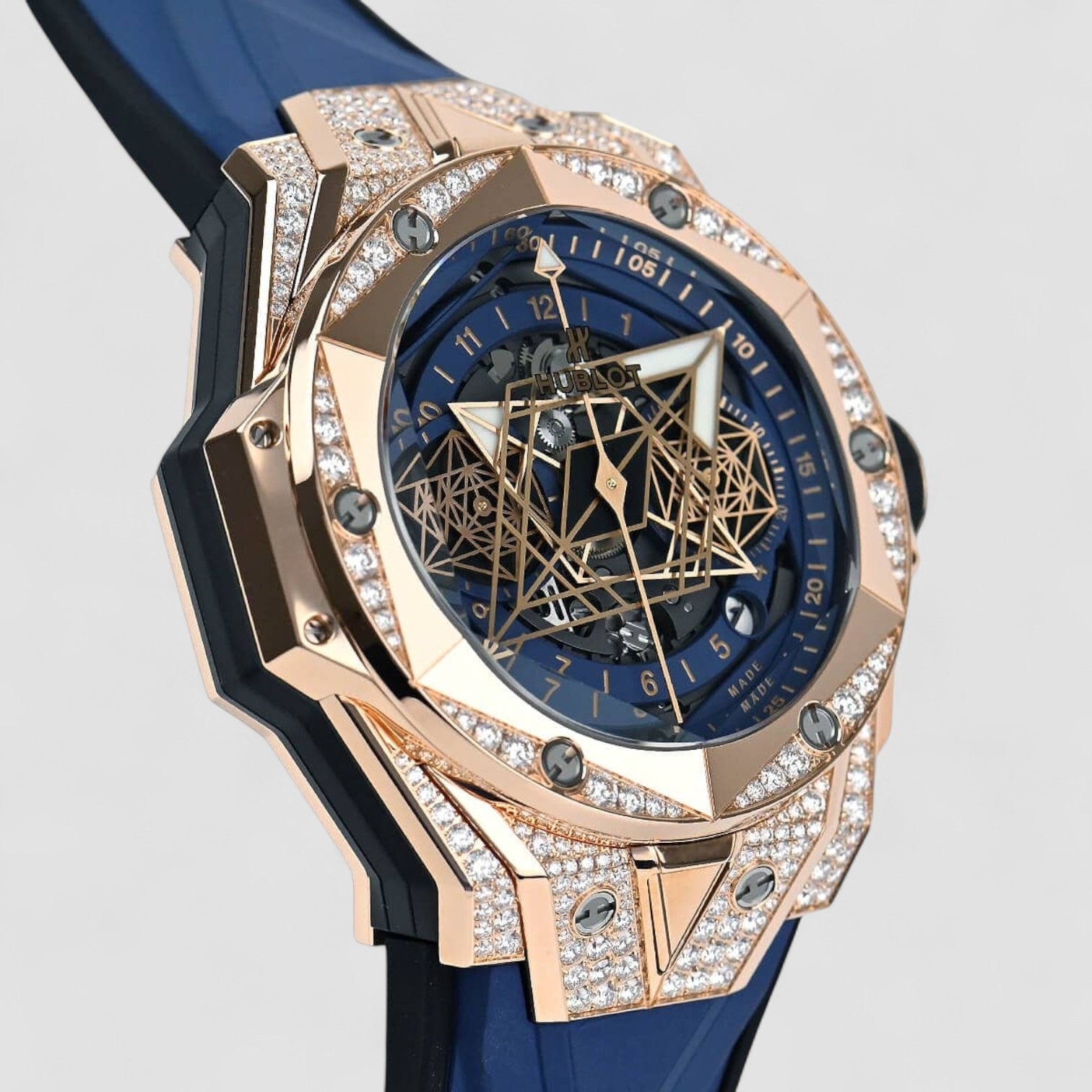 Sang Bleu Ii King Gold Big Bang Unico Blue Pave 45