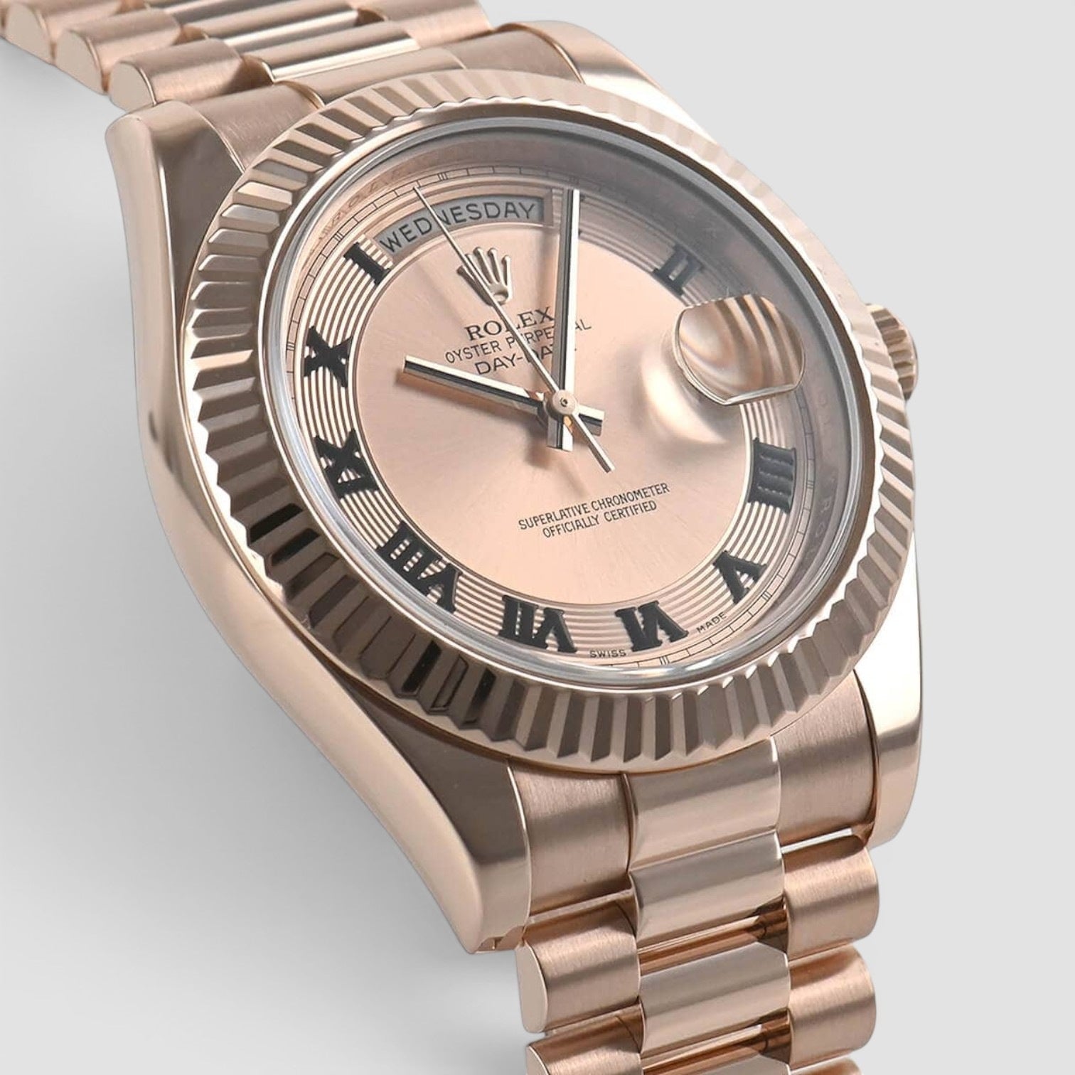 Day-Date II 41mm 18K Everose Gold Black Roman Dial