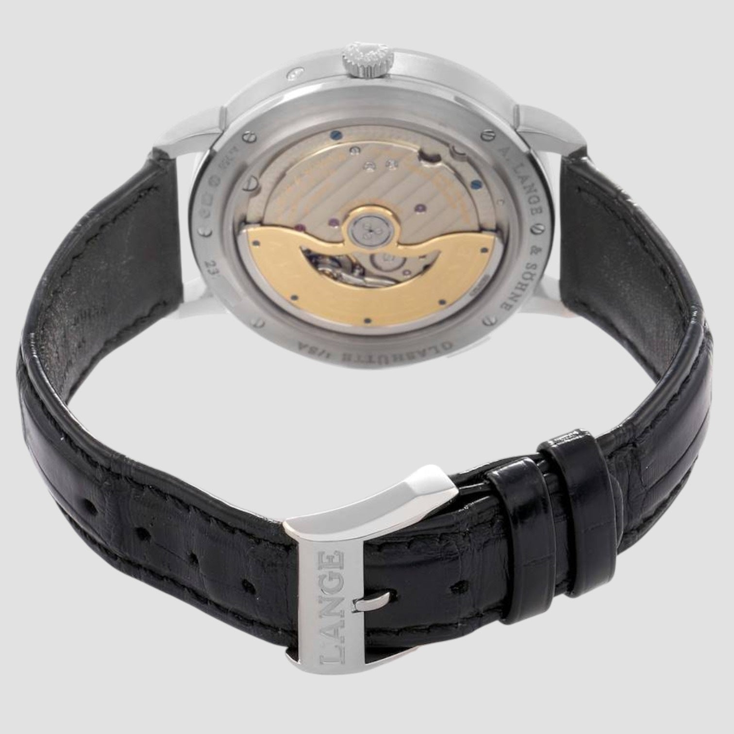 Saxonia Moonphase White Gold Black Dial Mens Watch