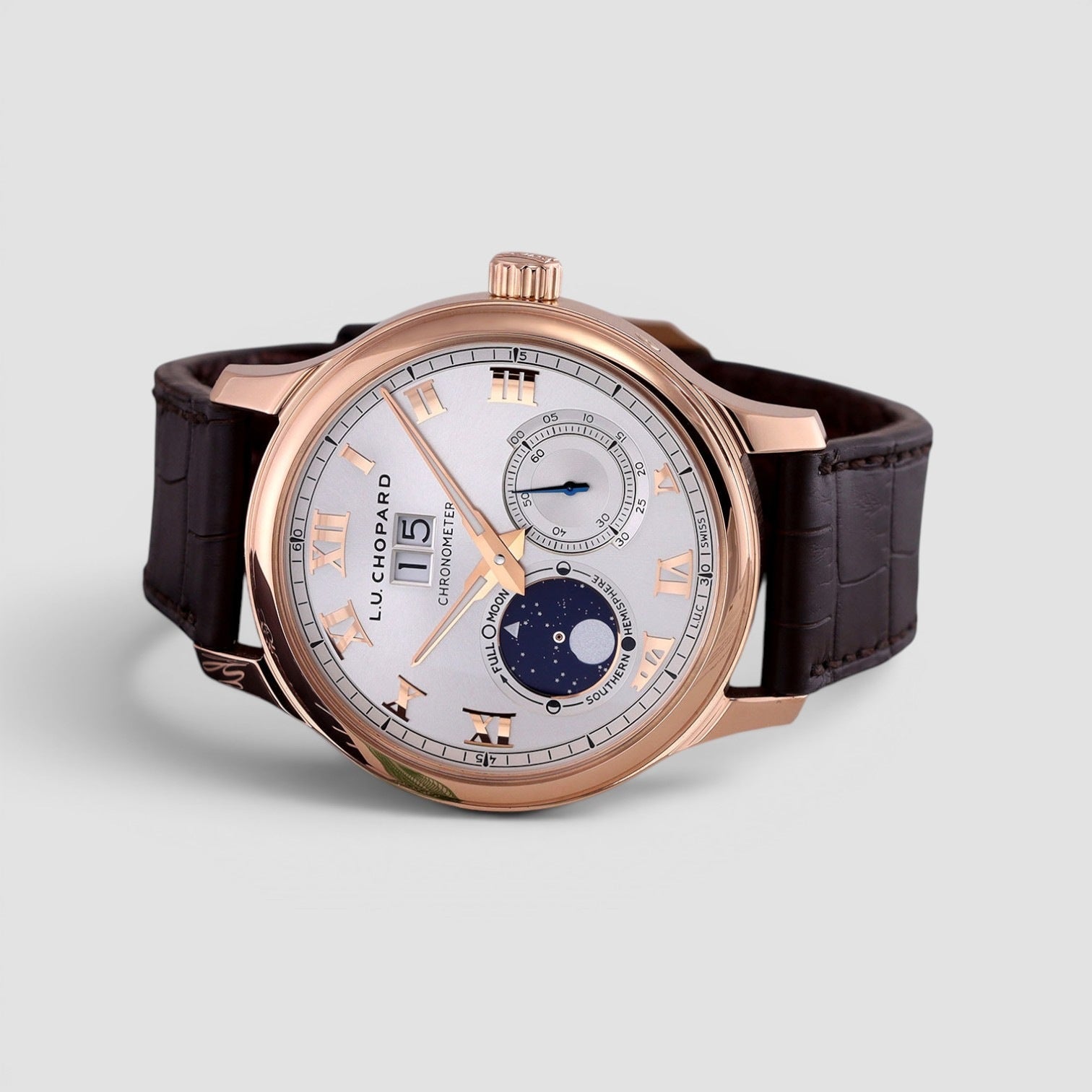 L.U.C Lunar Big Date 42mm 18K Rose Gold Silver Dial