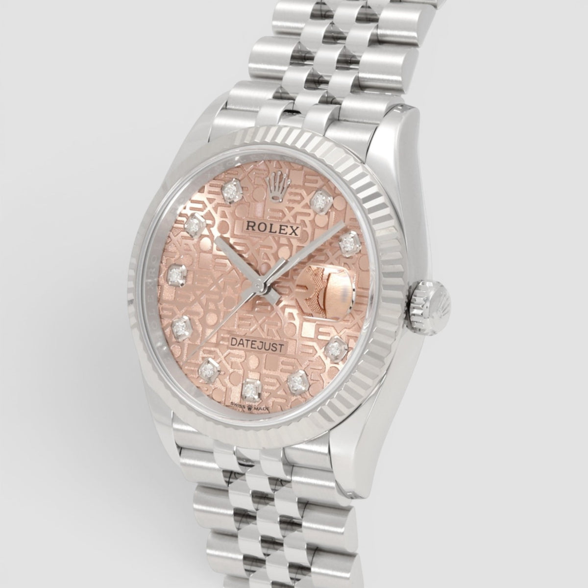 Datejust 36mm Stainless Steel & 18K White Gold Pink Diamond Dial