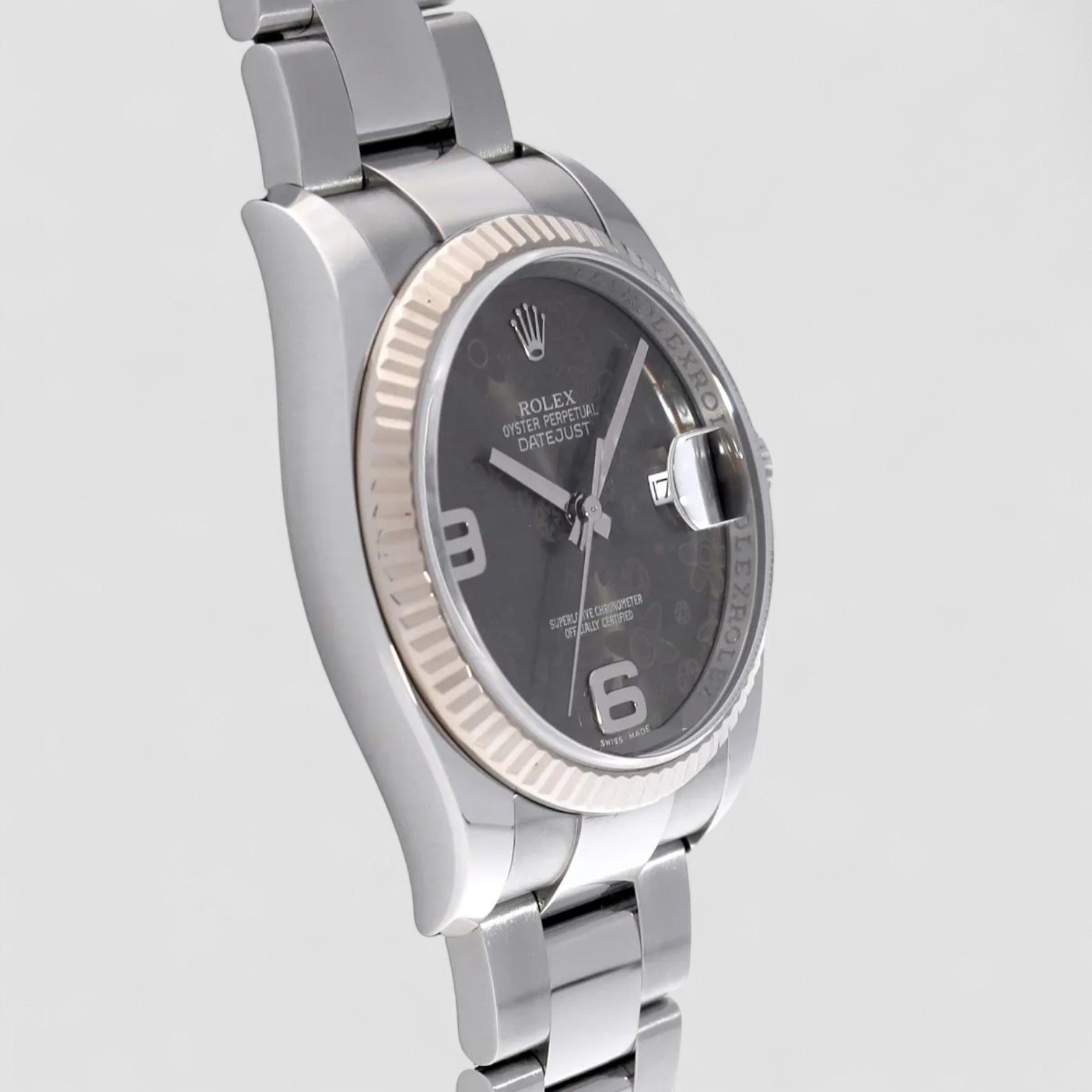 Datejust Stainless Steel Fluted Bezel Bronze Floral Motif Dial
