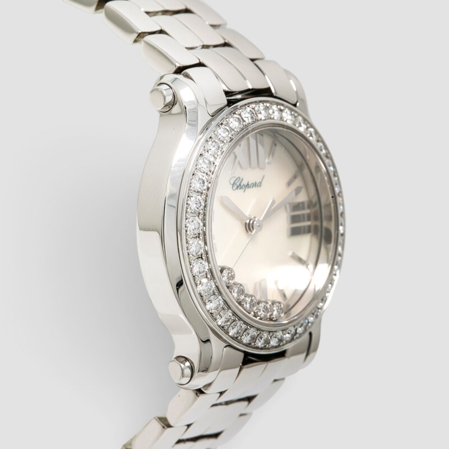 Happy Sport 30mm Stainless Steel Mother-of-Pearl Diamond Dial