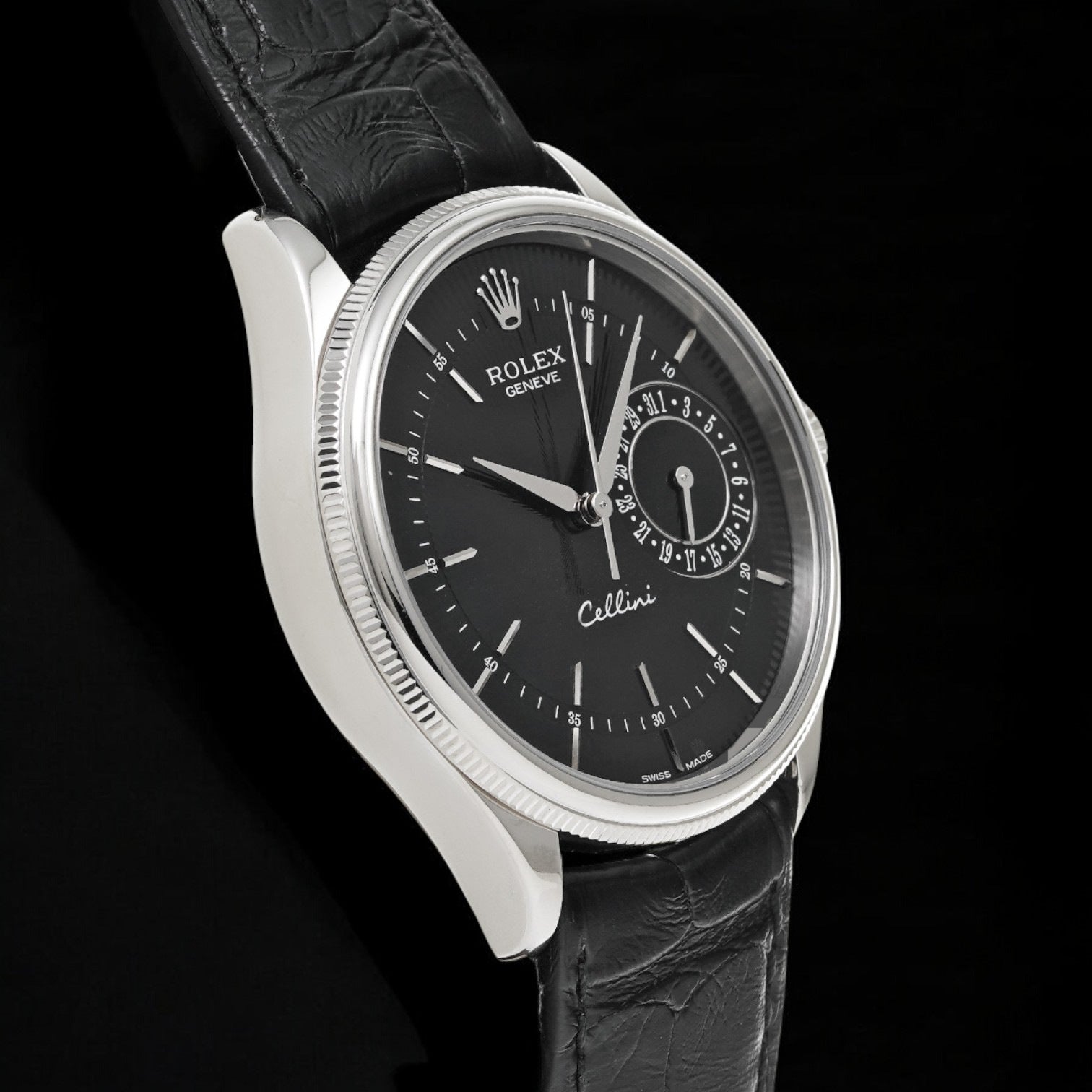 Cellini Date Black Dial 18K White Gold