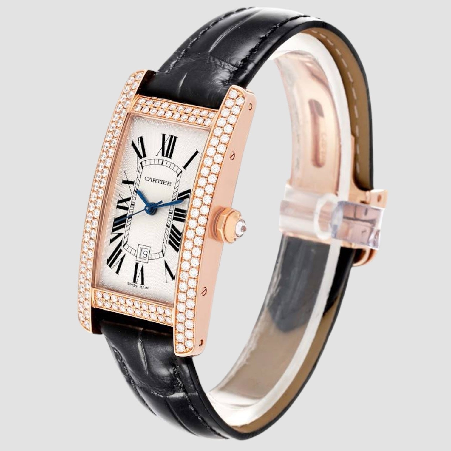 Cartier Tank Americaine Midsize Rose Gold Diamond Ladies Watch