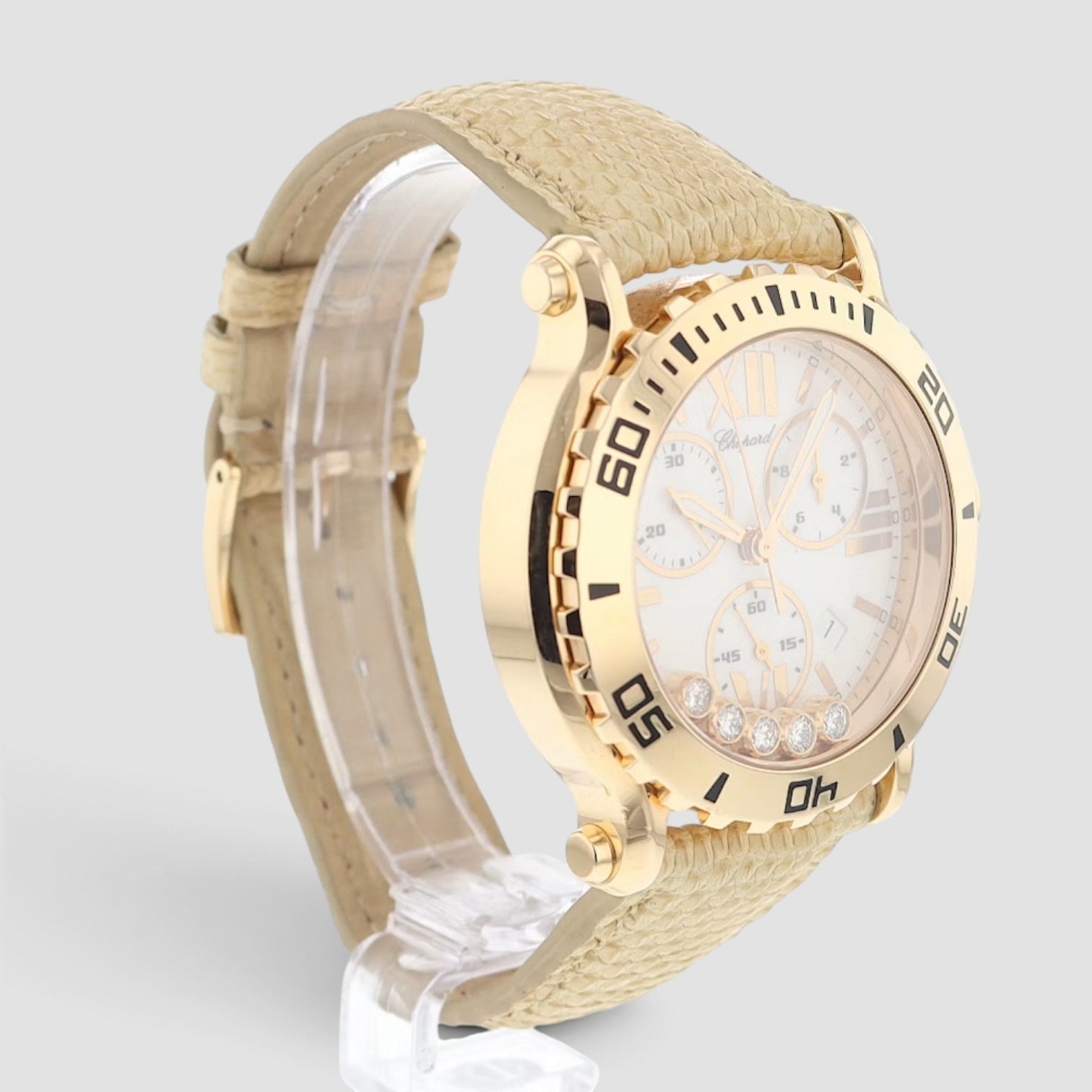 Happy Sport Chronograph 42mm Rose Gold White Dial