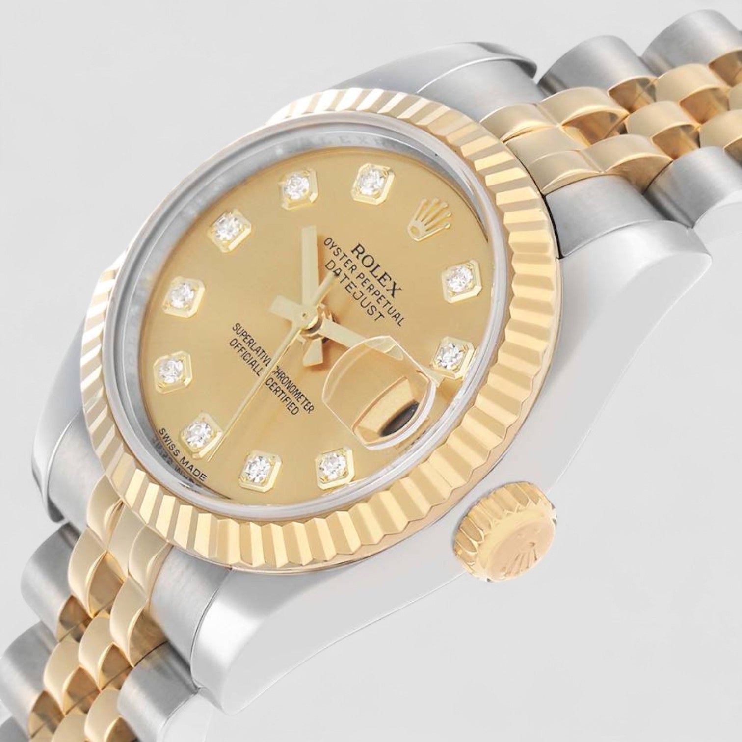 Datejust Champagne Diamond Steel Yellow Gold Ladies Watch