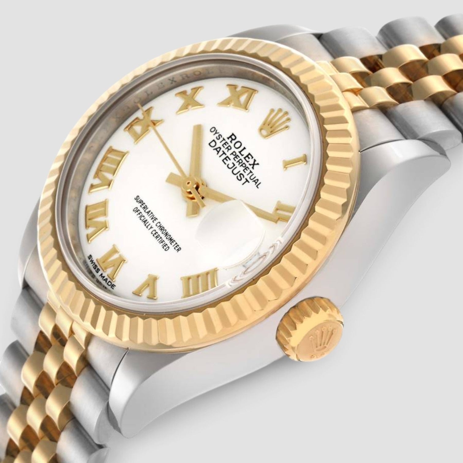 Lady-Datejust 28mm Oystersteel & 18K Yellow Gold White Roman Dial