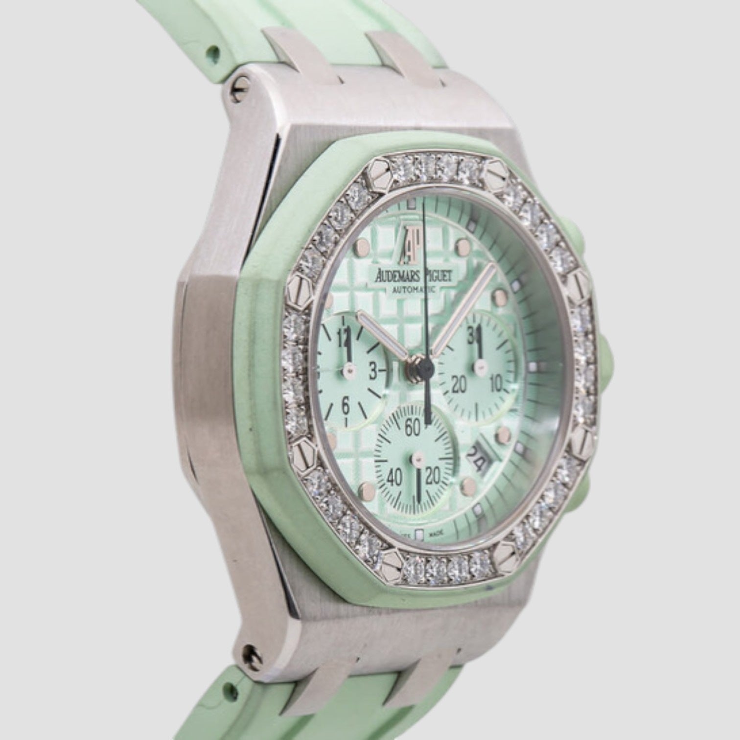 Royal Oak Offshore Chronograph Automatic Diamond Green Dial Ladies Watch