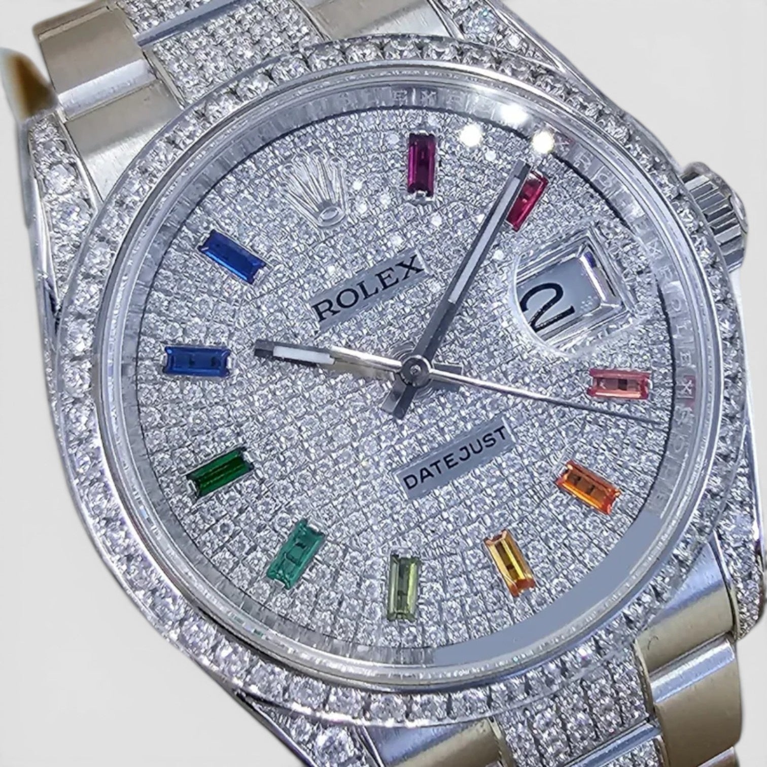 Datejust 36 Iced Out Dial & Bezel | Rainbow Index - Bracelet Pavé