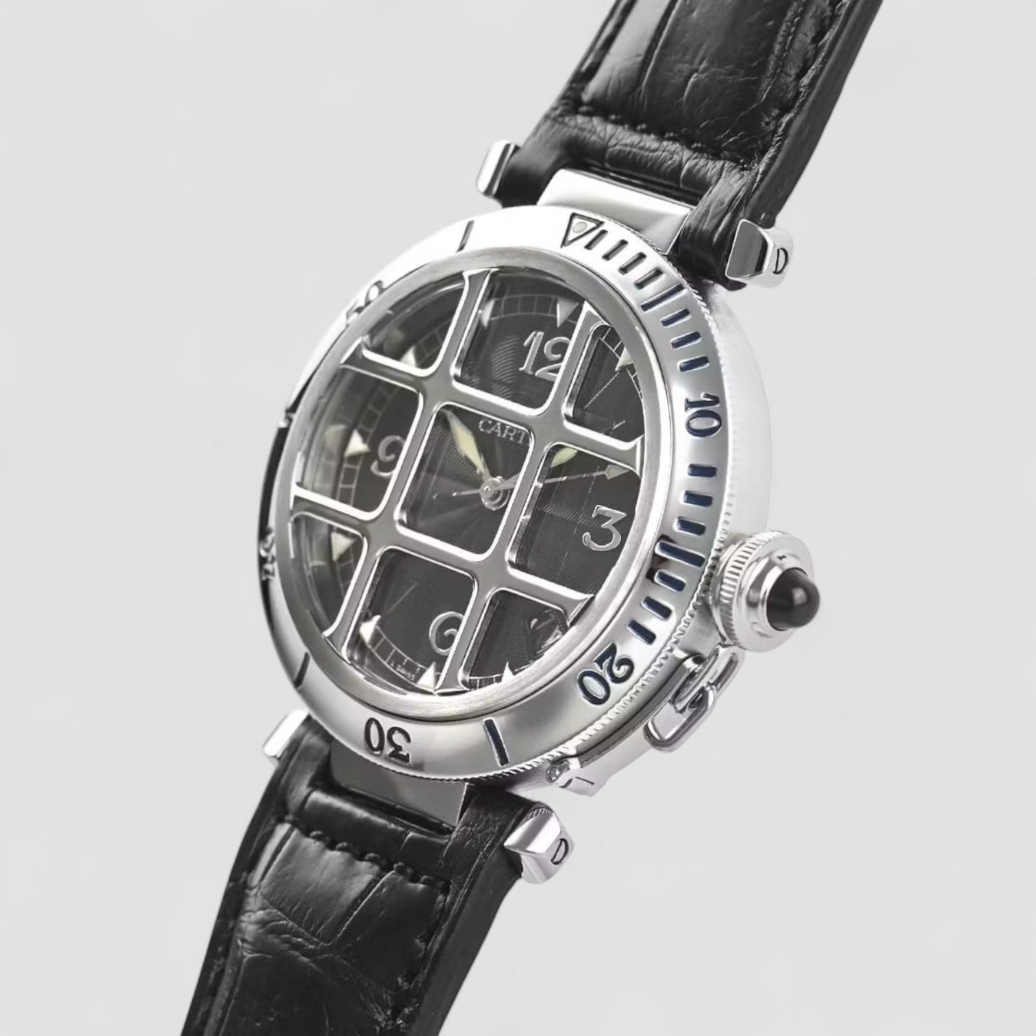 Pashagrit 950 PlatinumBezel black Dial Automatic Men's Watch