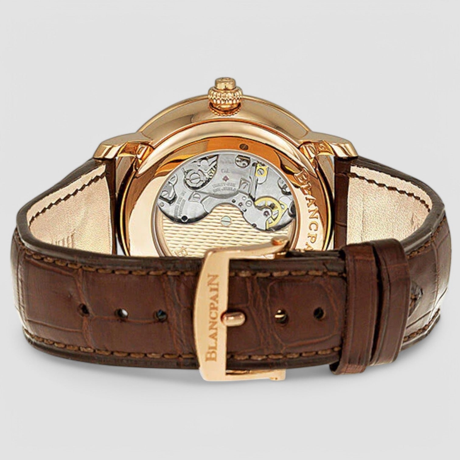 Villeret Silver Dial Chronograph 18kt Rose Gold Brown Leather Men's Watch