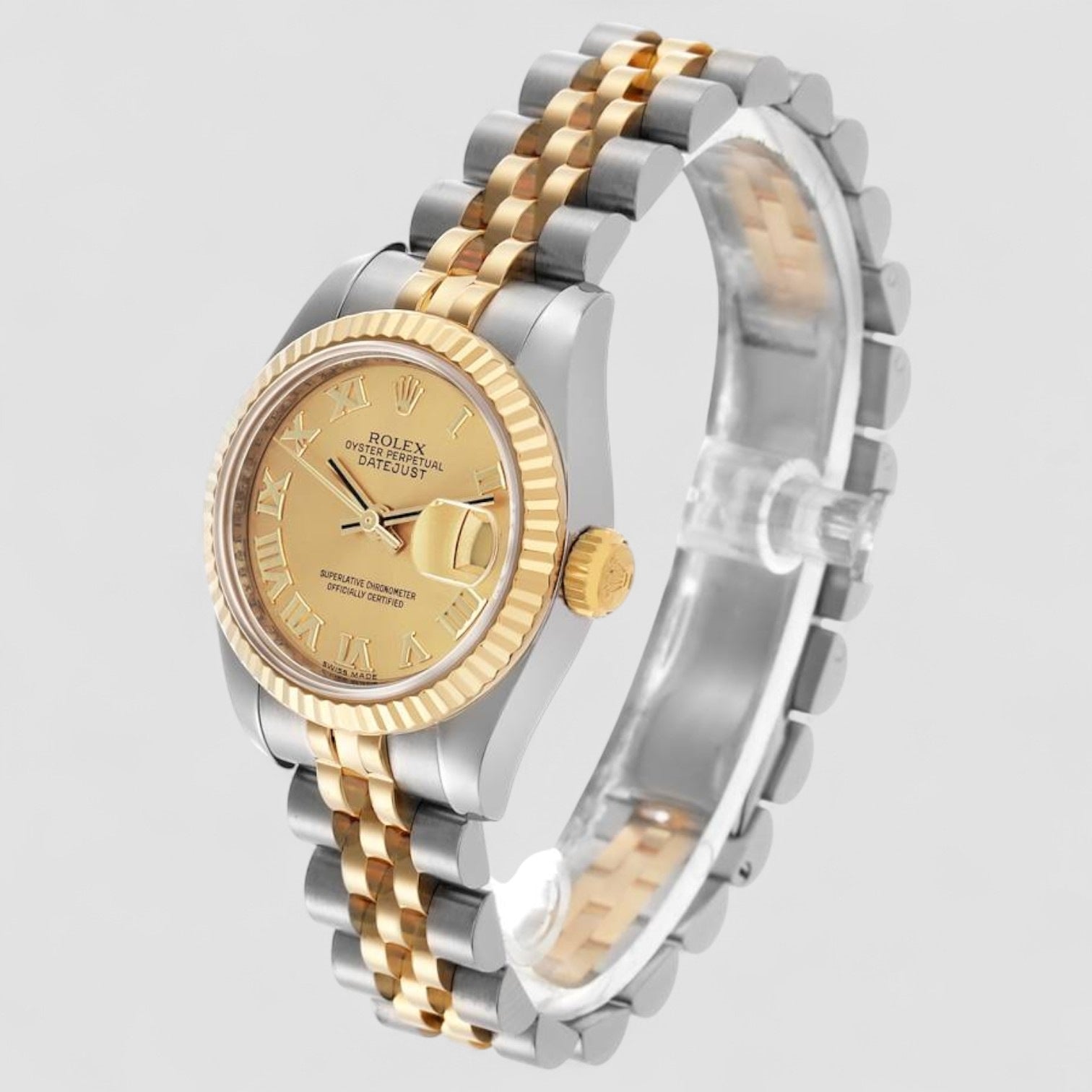 Lady-Datejust 26 Champagne Roman Numeral Jubilee Bracelet Watch