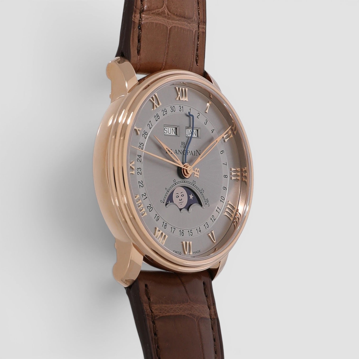 Villeret Quantième Complet 40mm Rose Gold Grey Dial