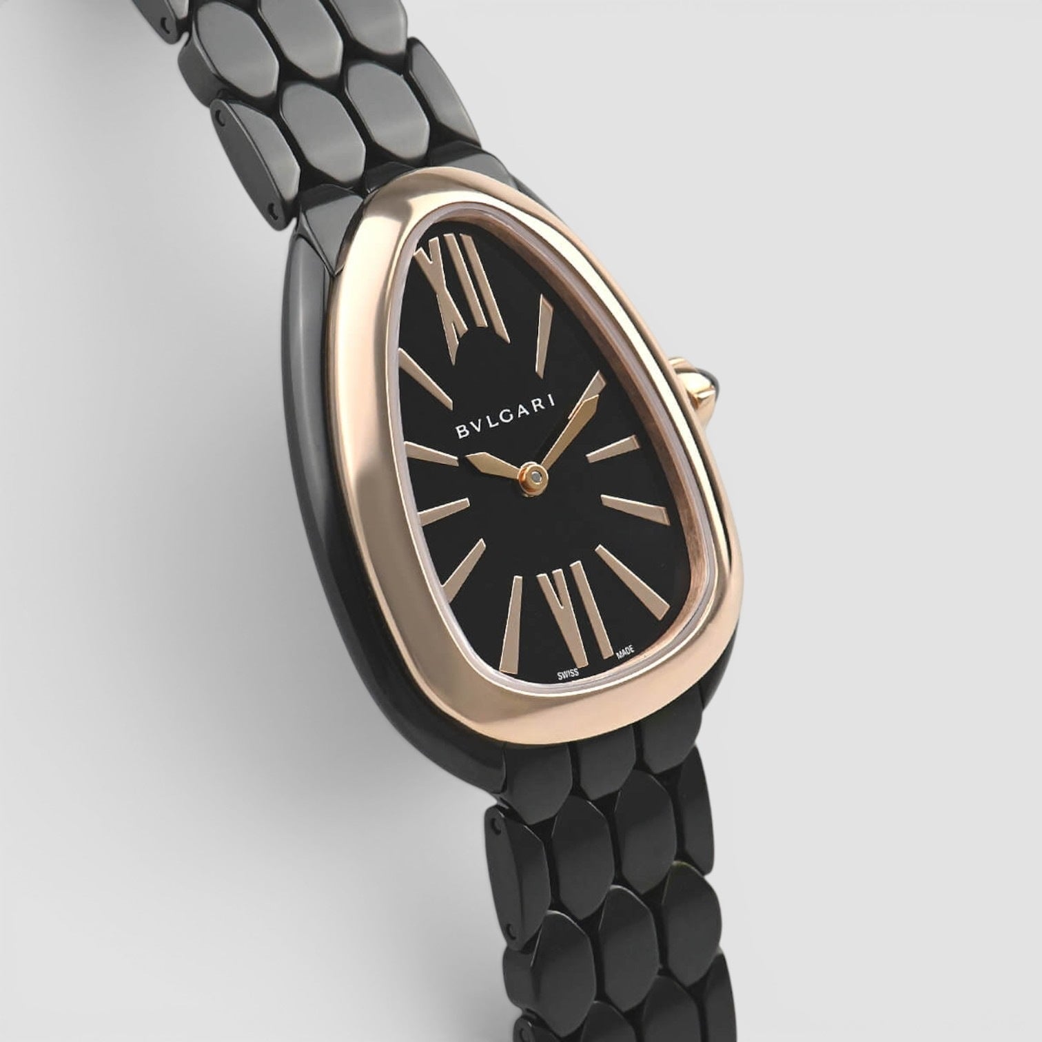 Serpenti Seduttori Black Dial Stainless Steel & Rose Gold Tone
