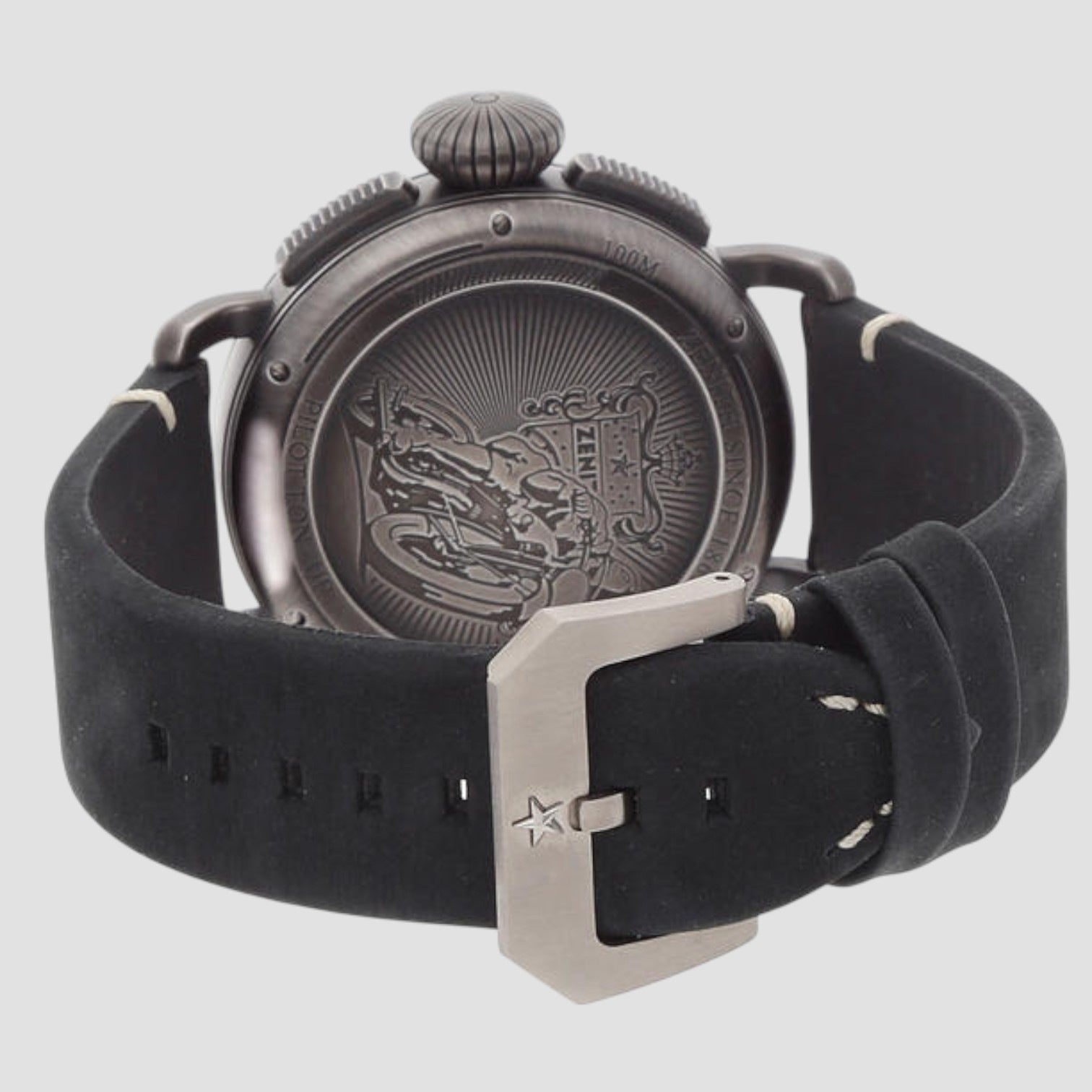 Zenith Pilot Type 20 Ton-Up Stainless Steel Black Arabic Dial