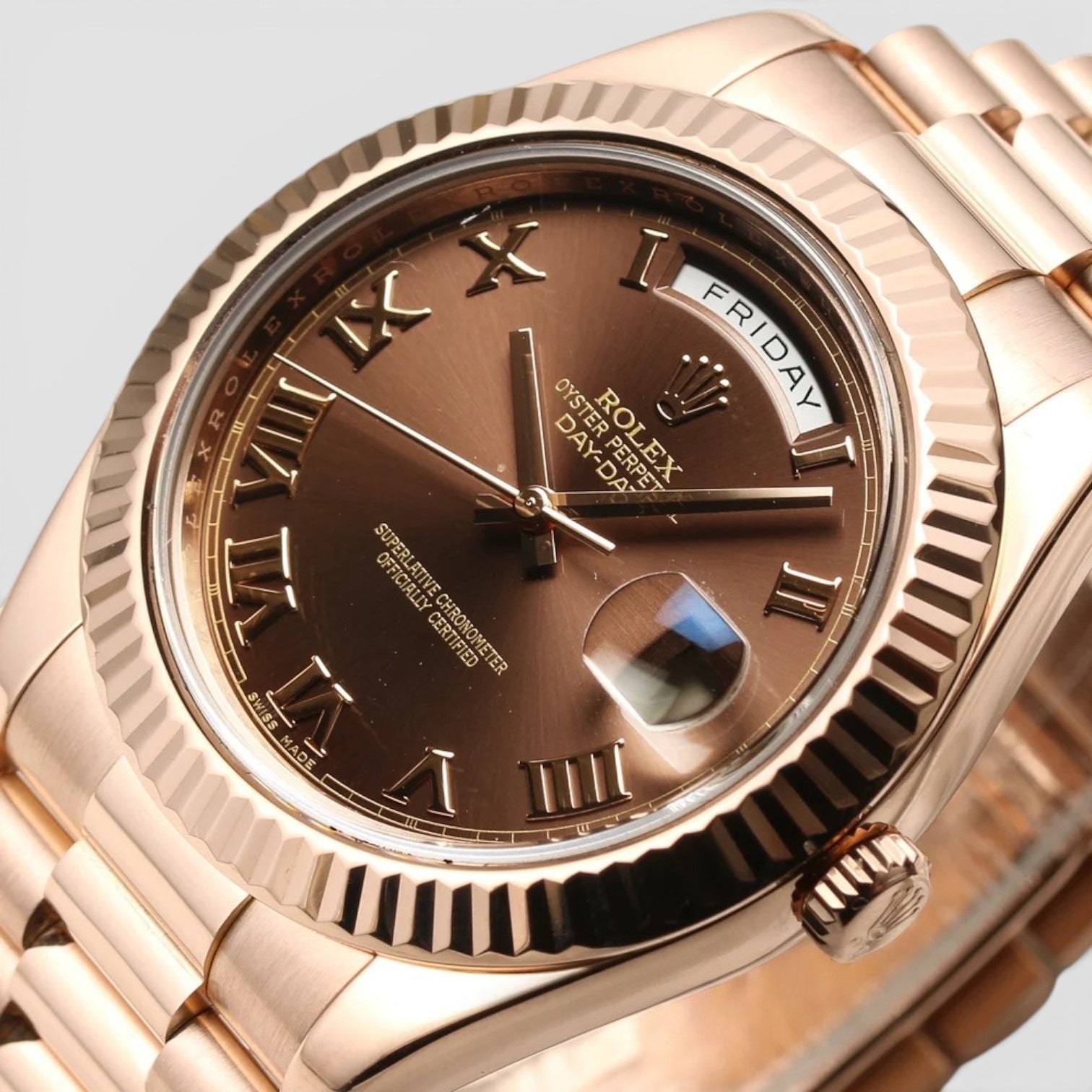 Day-Date II 41mm 18K Everose Gold Chocolate Roman Dial