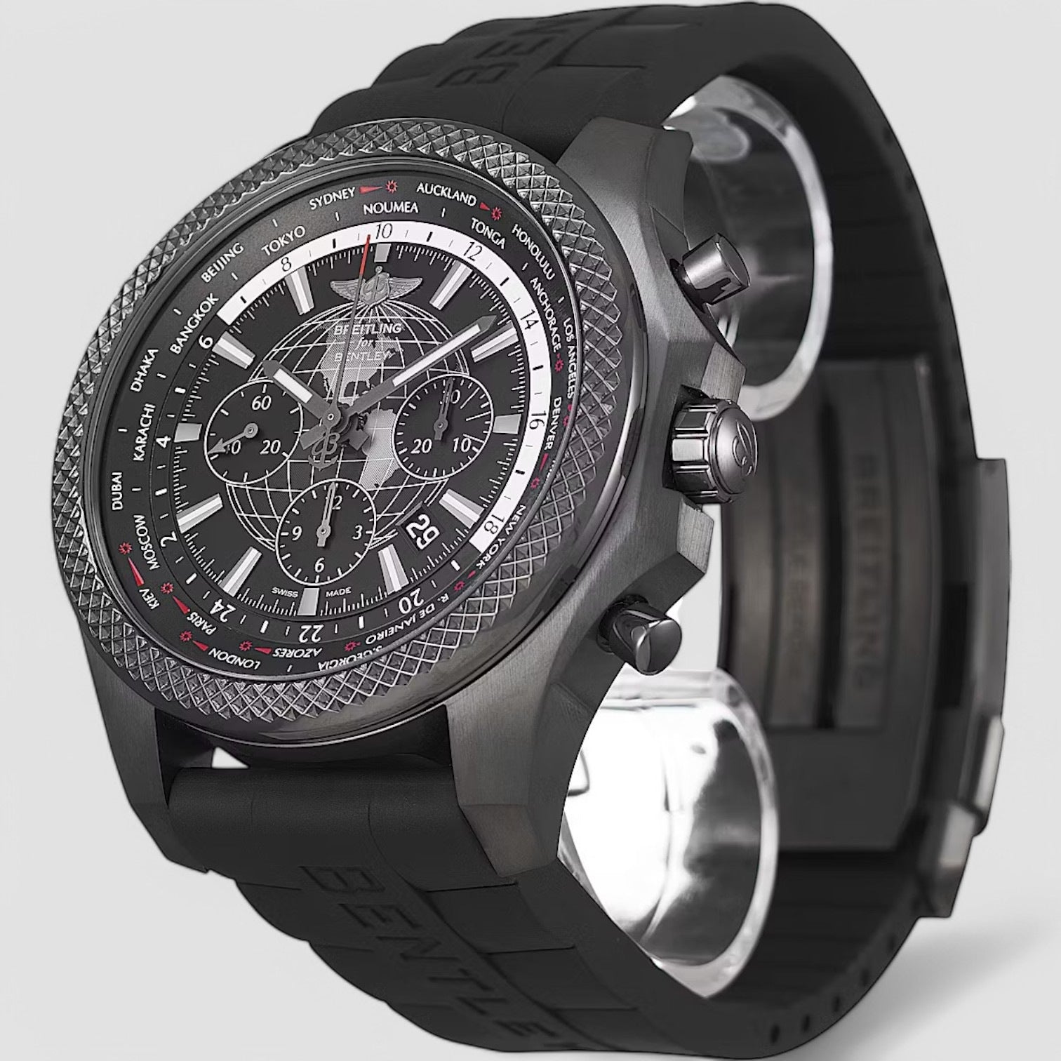 Bentley World Time Chronograph Automatic Chronometer Black Dial Men's Watch