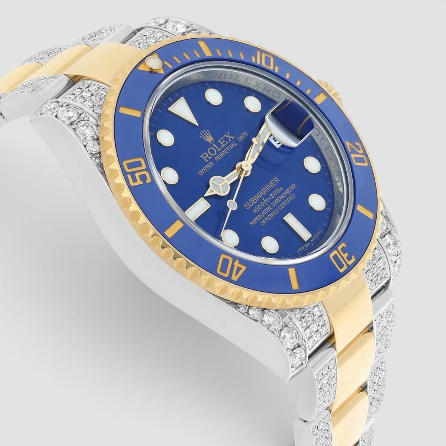 Submariner 40 mm Blue Dial Two Tone Diamond Men's Watch
