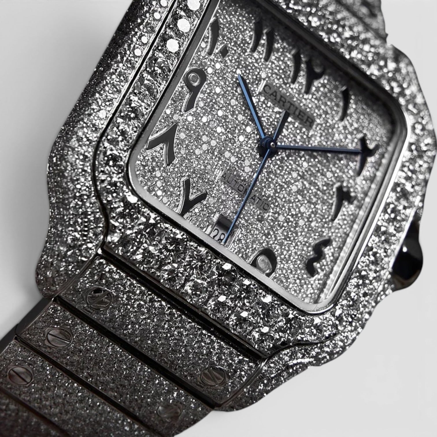 Santos de Cartier Large Fully Custom Diamond-Set Arabic Dial