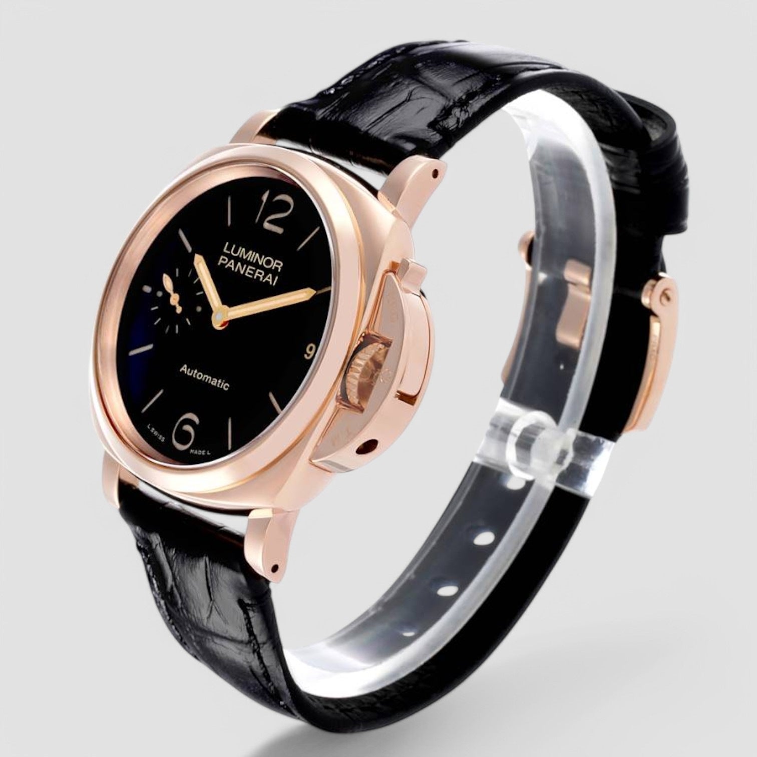 Luminor Due Rose Gold Black Dial Mens Watch