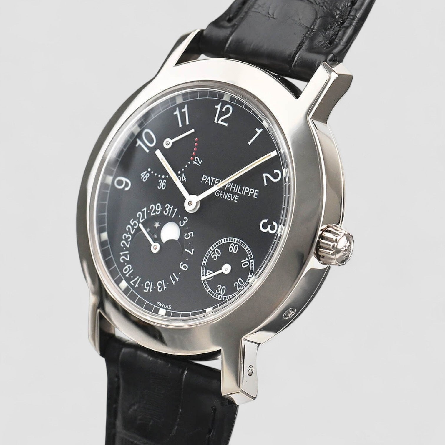 Moon Phase Power Reserve 5055G 18K White Gold Black Dial Description