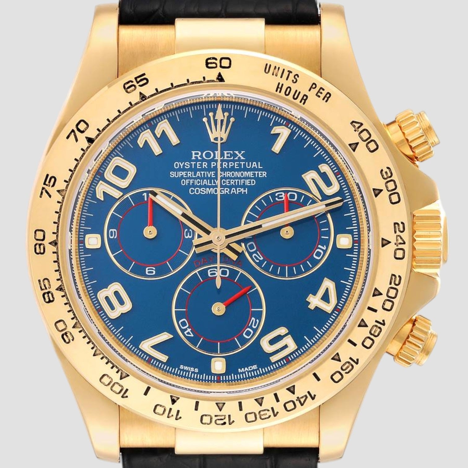 Daytona Yellow Gold Blue Dial Mens Watch