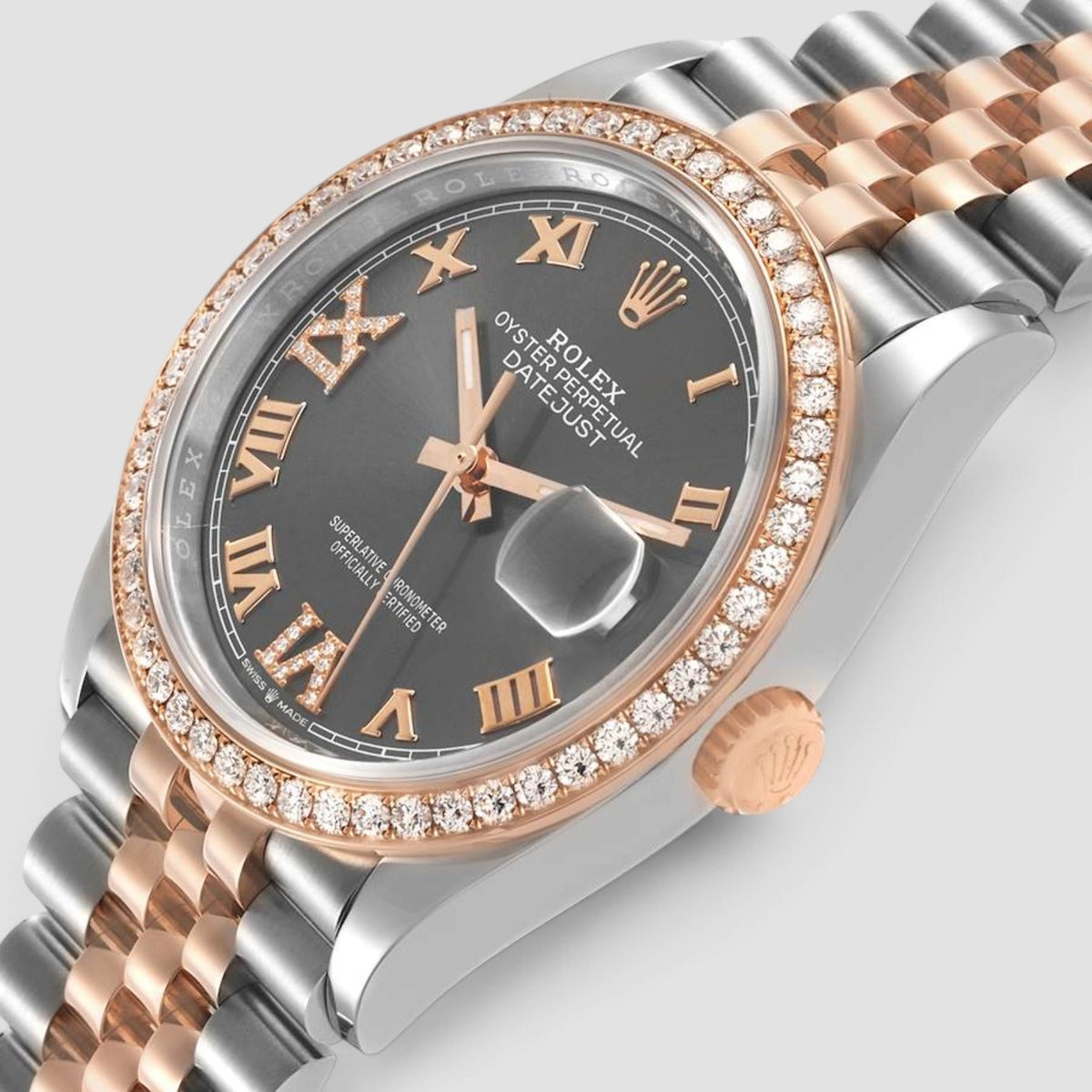 Datejust 36 Grey Roman Numeral Diamond Dial Jubilee