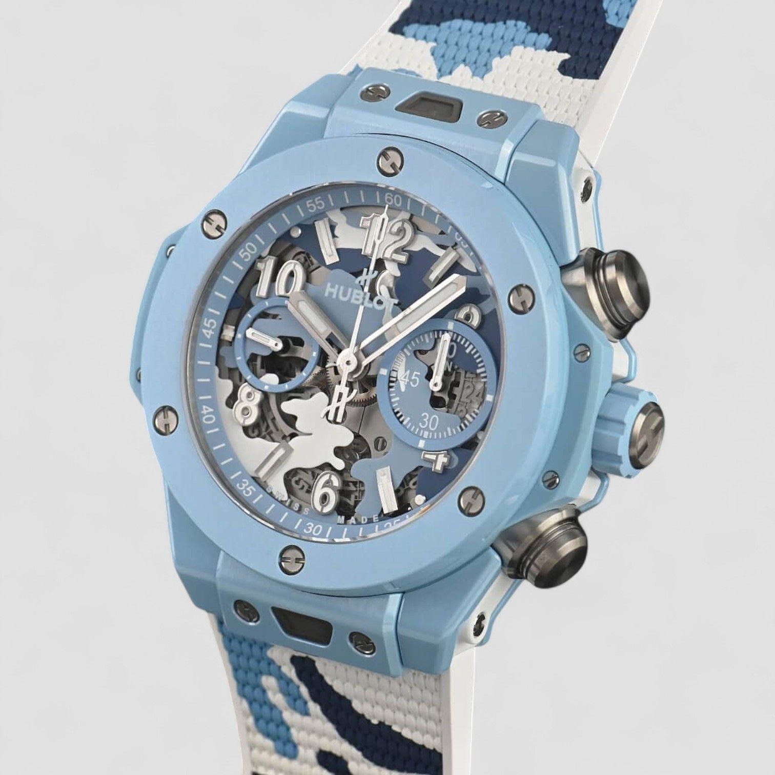 JCAM BIG BANG UNICO SKY BLUE CAMO 44 MM