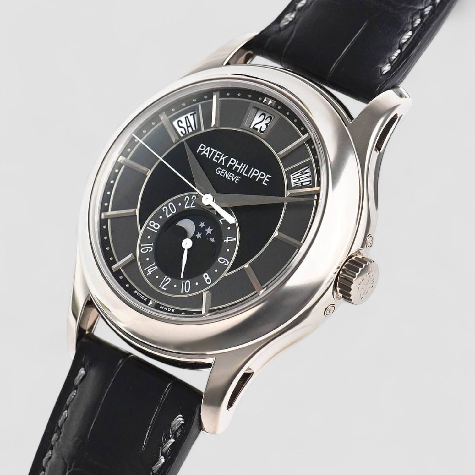Annual Calendar Black Dial 18K White Gold