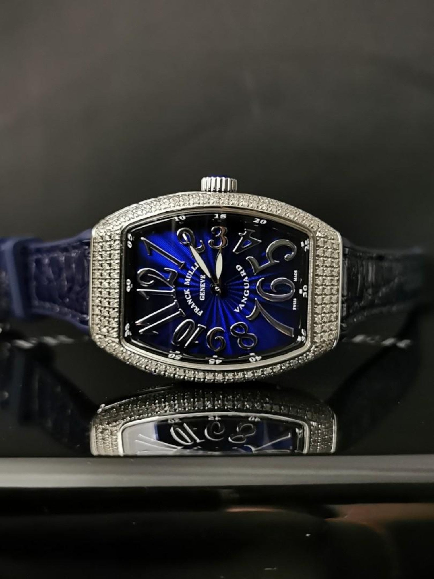 Vanguard Lady V32 Blue Concept After Set Diamond with Blue Sun-Stamped Dial