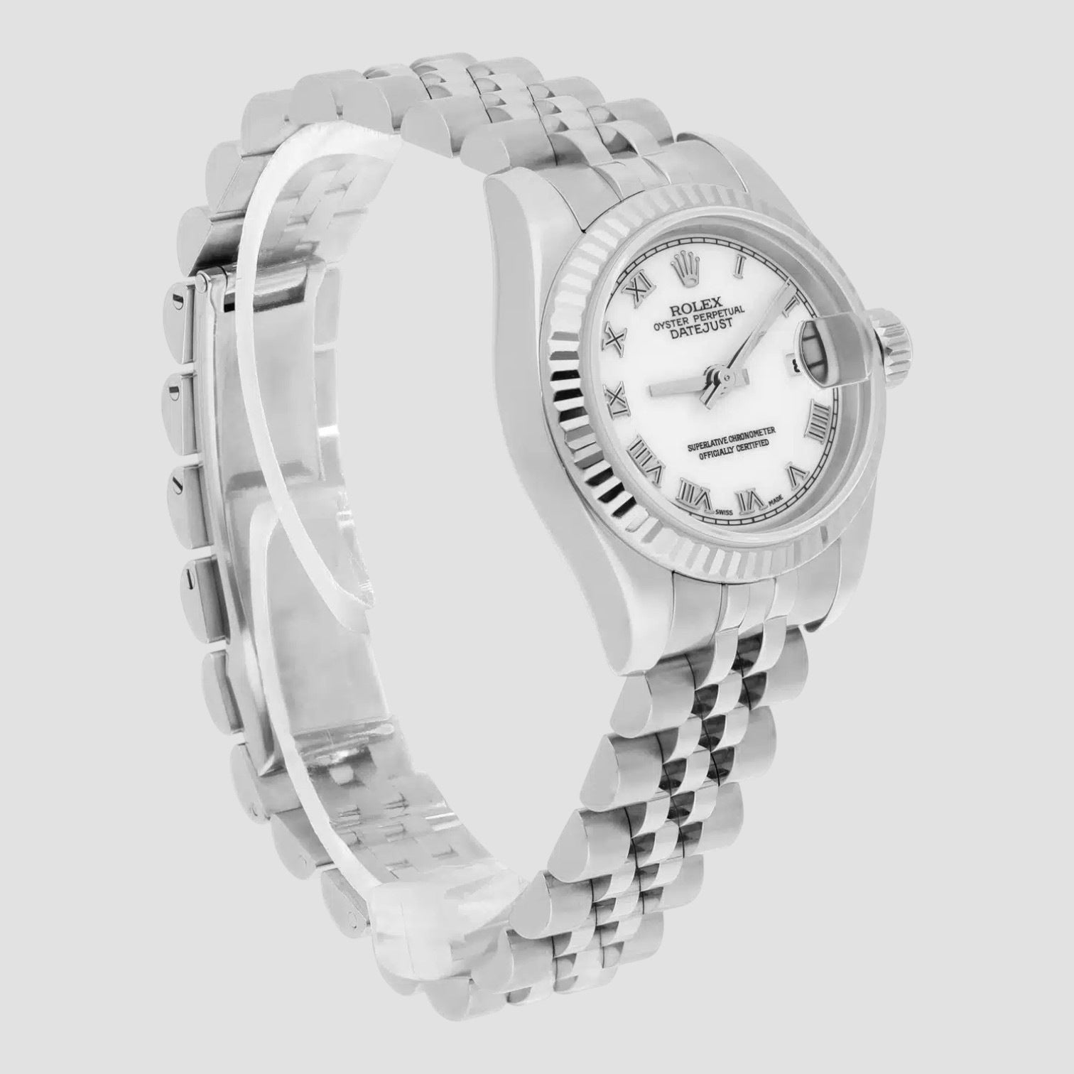 Lady-Datejust 26mm Steel & White Gold Watch Roman Dial