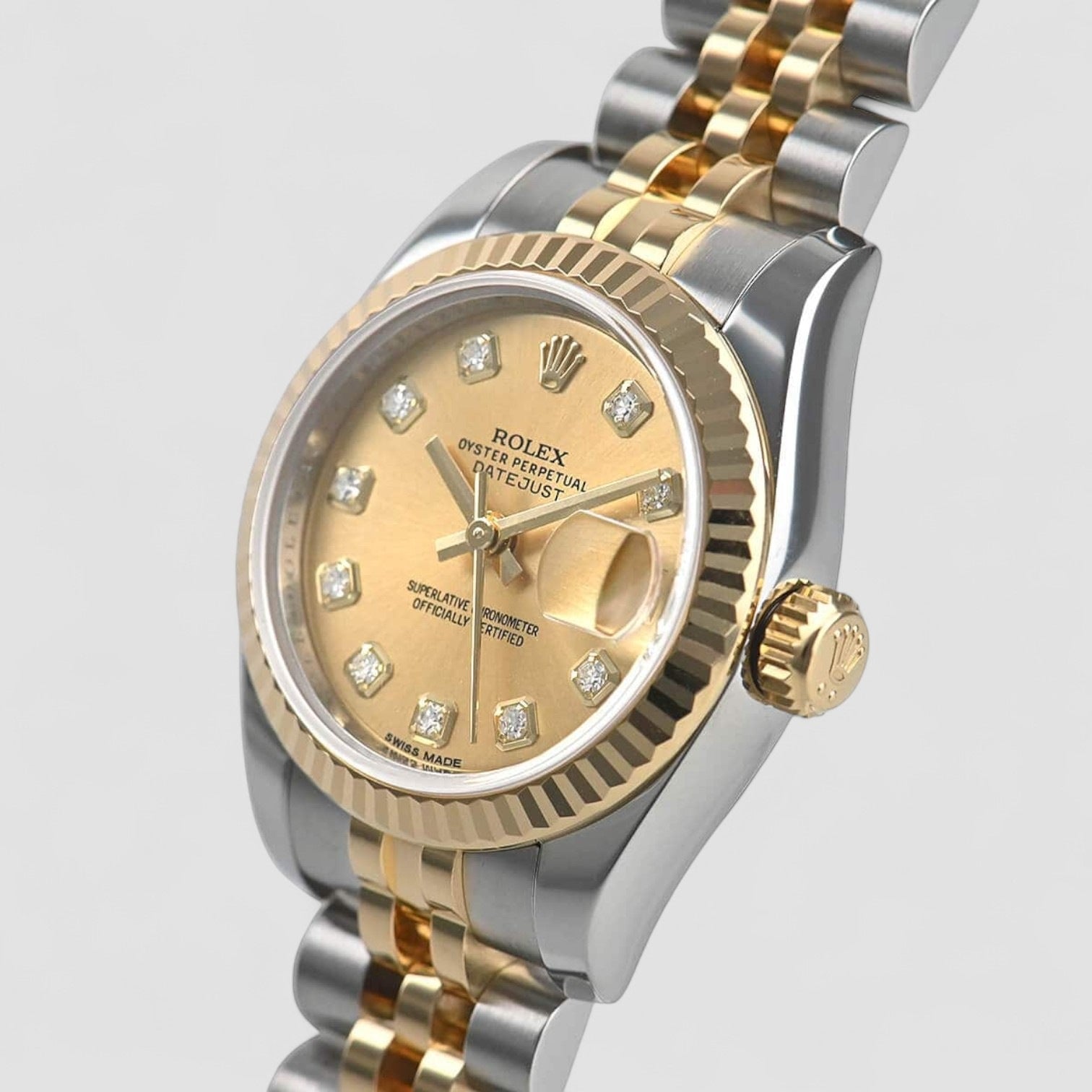 Datejust Champagne Diamond Steel Yellow Gold Ladies Watch