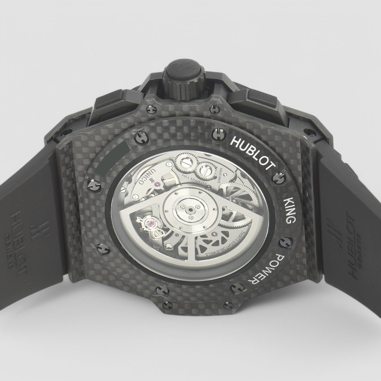 King Power Unico Skeleton Dial Automatic Carbon Fiber Rubber Men's Watch