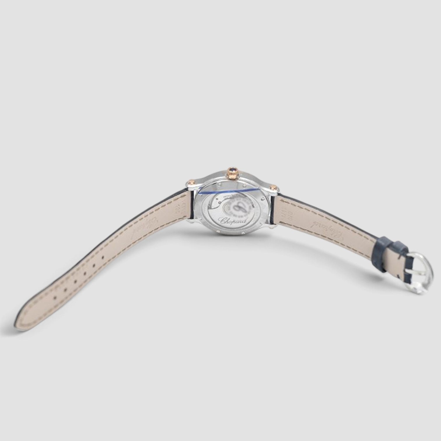 Happy Sport Oval 31.3mm Gold & Steel Silver Dial